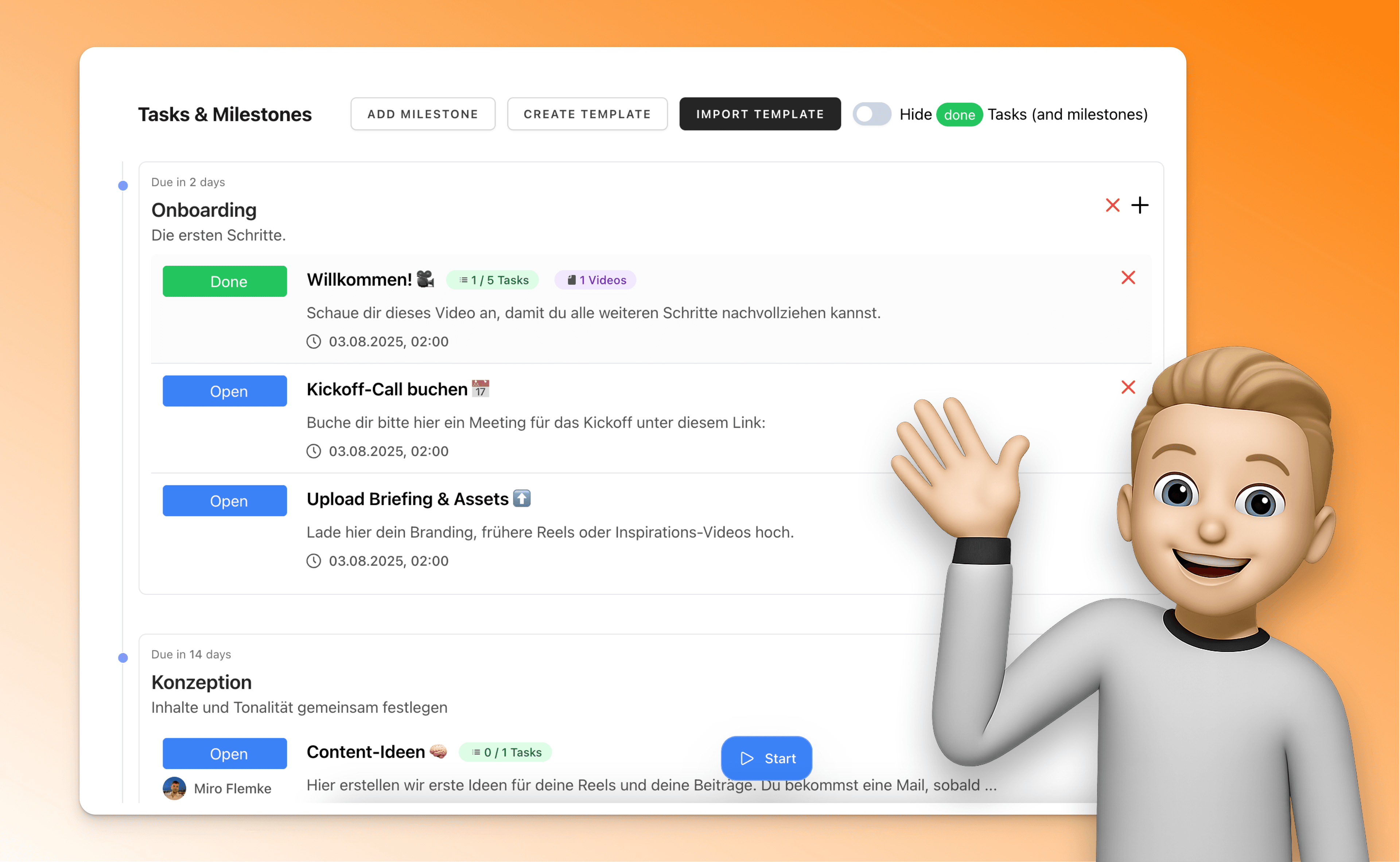 Projekte, Meilensteine, Aufgaben - mit Proyex