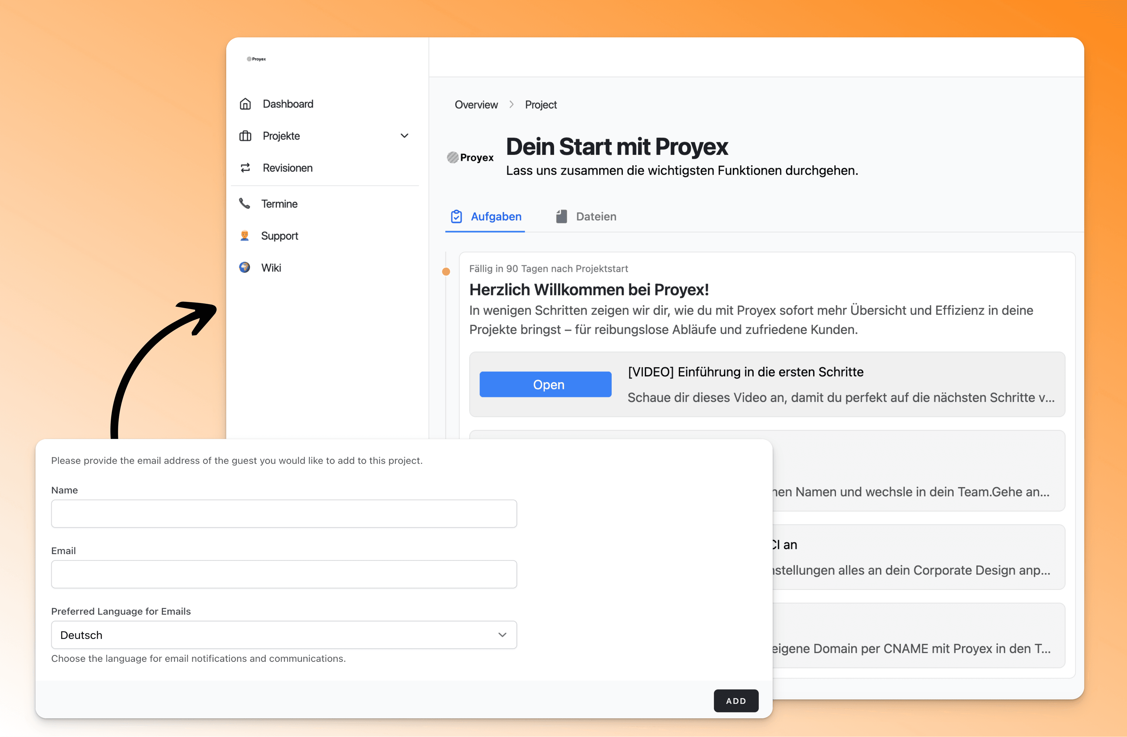 Kunden ins Projekt einbinden - Proyex